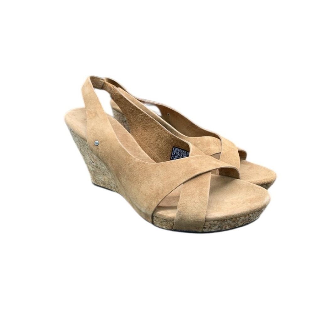 Ugg Women's Tan Wedge Suede Sandals size 9 EU 40